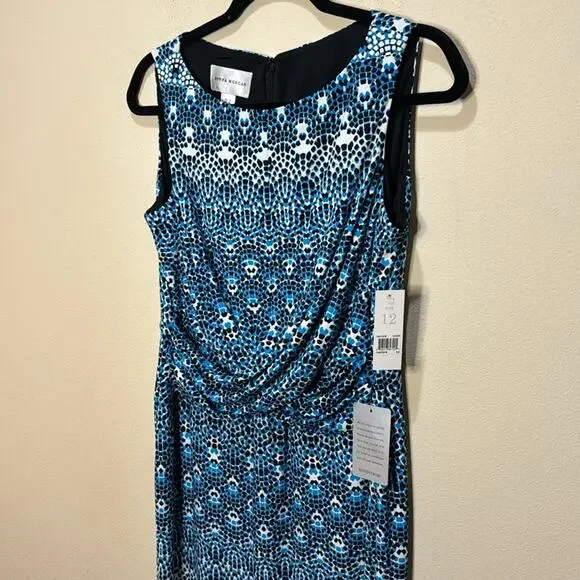 Donna Morgan Blue Janeen Jersey Dress Size 12 - Picture 3 of 6